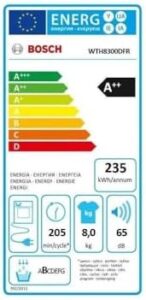 Bosch WTH8300DFR, Serie 4 - Asciugatrice bianca con pompa di calore, capacità 8 kg
