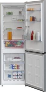 Frigorifero BEKO B3RCNA344HXB con display touch e tecnologia AeroFlow, finitura metallica e allarme porta aperta