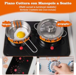 Cucina Giocattolo RELAX4LIFE per Bambini in Legno con Microonde, Fornello e Lavatrice – Gioco educativo con effetti luminosi e sonori