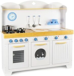 Leomark Cucina Saint Tropez in Legno per bambini, con accessori come fornello, lavatrice e lavastoviglie, ideale per il gioco di ruolo educativo