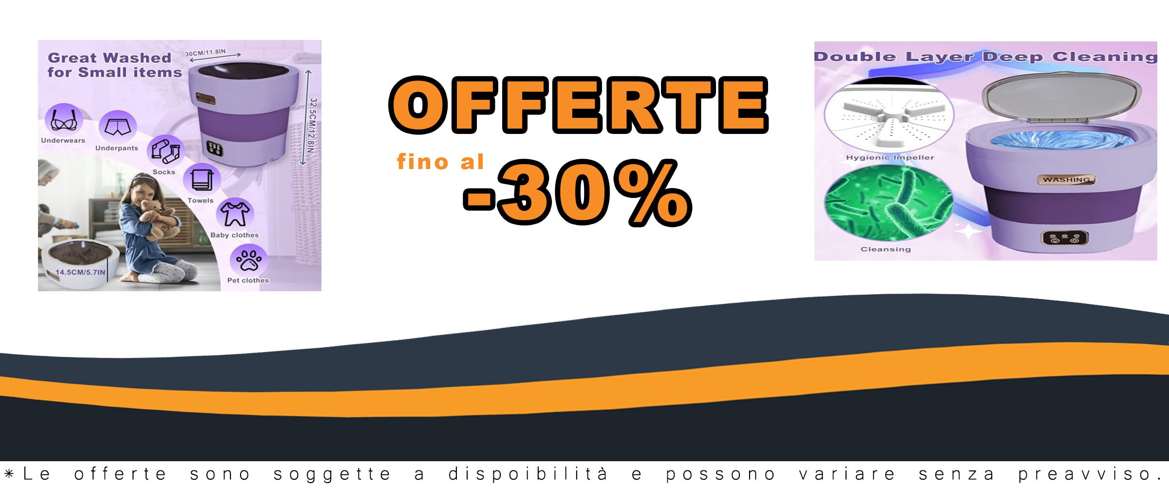 Mini lavatrice pieghevole da 13 litri con centrifuga, ideale per appartamento, camper e campeggio.