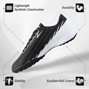 Scarpe da calcio Vizari Tesoro Turf per bambini e bambine, ideali per superfici dure, con suola in poliuretano resistente e tomaia sintetica, facili da pulire e comode per il gioco.