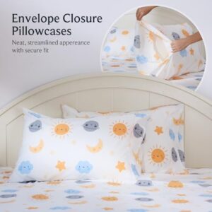 Set di lenzuola LuxClub con motivo sole, 3 pezzi, per letto singolo, perfetto per adolescenti, in morbida microfibra.