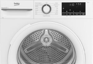 Asciugatrice Beko BMT481WI con pompa di calore, 8 kg di capacità e motore inverter, classe energetica A+++.