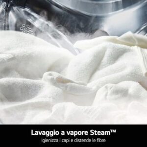 Lavatrice LG F2R7S09TSWC da 9 kg, 1200 giri, tecnologia Inverter, classe energetica A, design slim