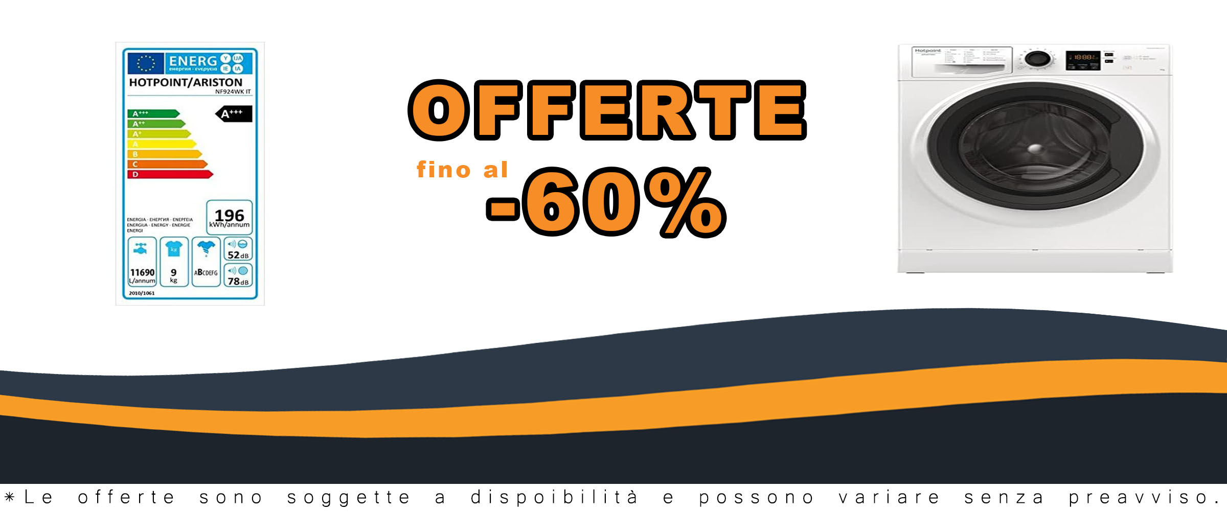 Lavatrice Hotpoint Ariston NF924WK con carica frontale e classe energetica A+++, 9 kg di capacità e 1200 giri di centrifuga