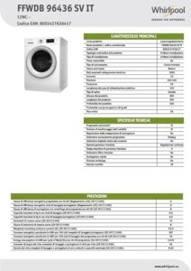Whirlpool Lavasciuga a libera installazione 9Kg Classe D 1400 giri Inverter - FFWDB 96436 SV IT