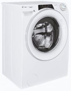 Lavasciuga/Asciugatrice 9 Kg, Classe B, Centrifuga 1400 giri, vista laterale con una lavatrice moderna e capiente in un ambiente domestico.