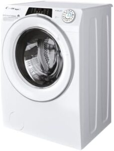 Lavasciuga/Asciugatrice 9 Kg, Classe B, Centrifuga 1400 giri, vista laterale con una lavatrice moderna e capiente in un ambiente domestico.