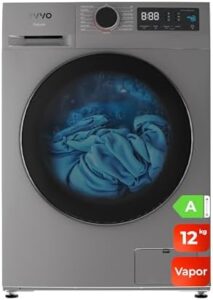 Lavatrice EVVO Nature 12 kg con motore Inverter, Steam Wash, e design elegante in inox