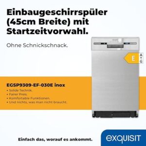 Lavatrice da incasso Exquisit EGSP9309-EF-030E inox con frontale in acciaio inox e capacità di 9 kg