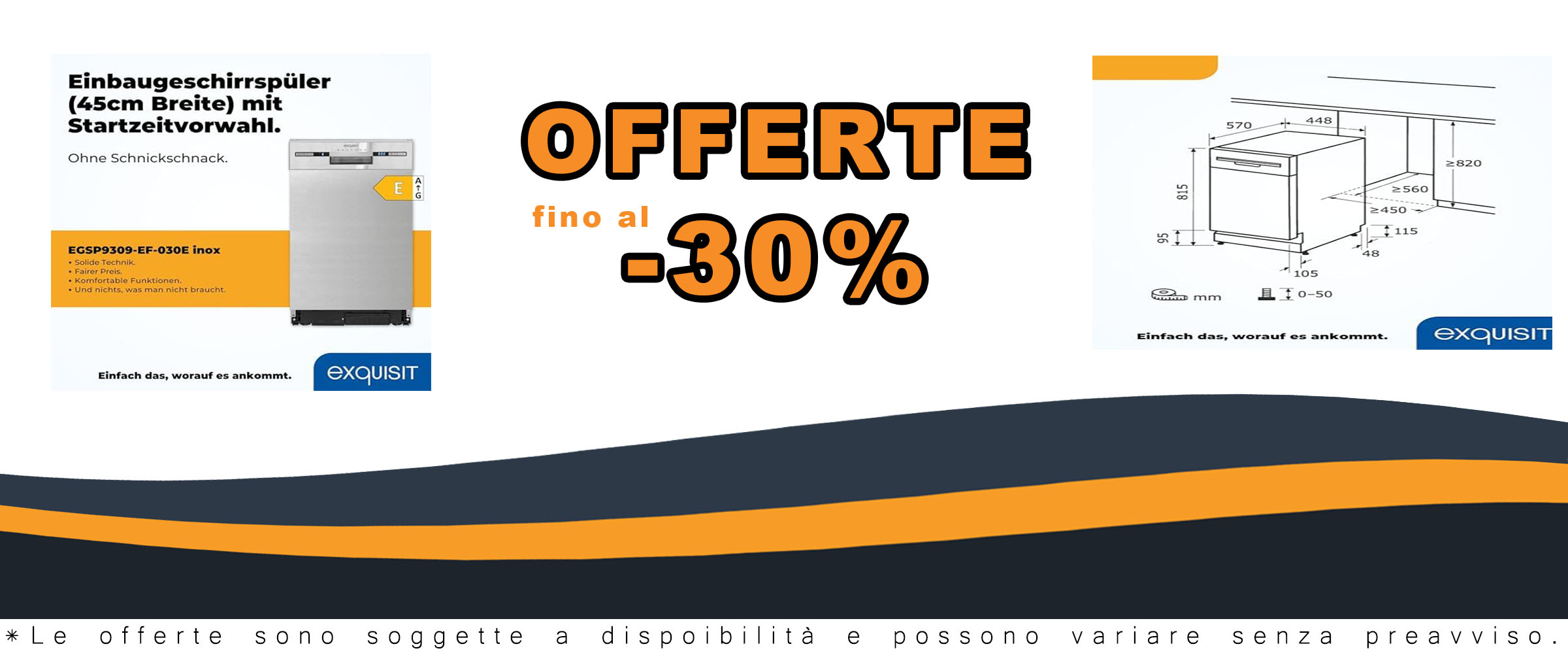 Lavatrice da incasso Exquisit EGSP9309-EF-030E inox con frontale in acciaio inox e capacità di 9 kg