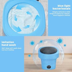 Twira Lavatrice portatile da 6,5 l, piccola lavatrice pieghevole, mini lavatrice con 3 modalità con luce blu, lavatrice compatta per appartamenti, camper, dormitori, viaggi (blu)