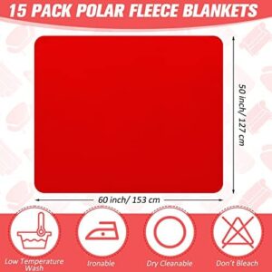 Confezione da 15 coperte in pile polare, 127 x 152 cm, morbide e accoglienti, in micropile, leggere, calde e comode, per casa, ufficio, divano, auto, aereo, viaggi all'aperto (rosso)