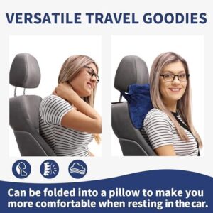 Tirrinia Coperta portatile da viaggio con piedi, aereo, poncho da ufficio 4 in 1, tasca frontale con cerniera, coperta in pile accogliente di alta qualità con borsa integrata