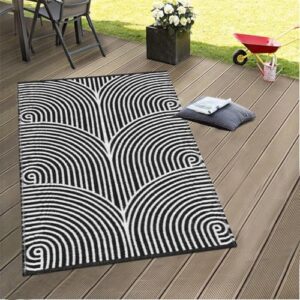 Tiffasea Tappeto da soggiorno 7,6 x 1,5 m, lavabile in lavatrice, reversibile, per interni ed esterni, in cotone, per ingresso, lavanderia, bagno, camera da letto, cucina (nero e bianco)