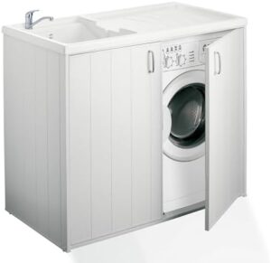 Negrari 6008SPPLK Mobile Coprilavatrice e Lavatoio Reversibile, Resina, Bianco, 109 x 60 x 94 cm