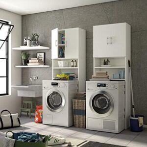 Yellow shop - Mobile colonna universale coprilavatrice asciugatrice L65xP32xH195 cm Laundrycompos Bianco