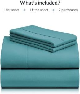 LuxClub Set di 4 fogli con tasche profonde da 45,7 cm, ecologici, senza pieghe, lavabili in lavatrice, morbidi e setosi, colore foglia di tè