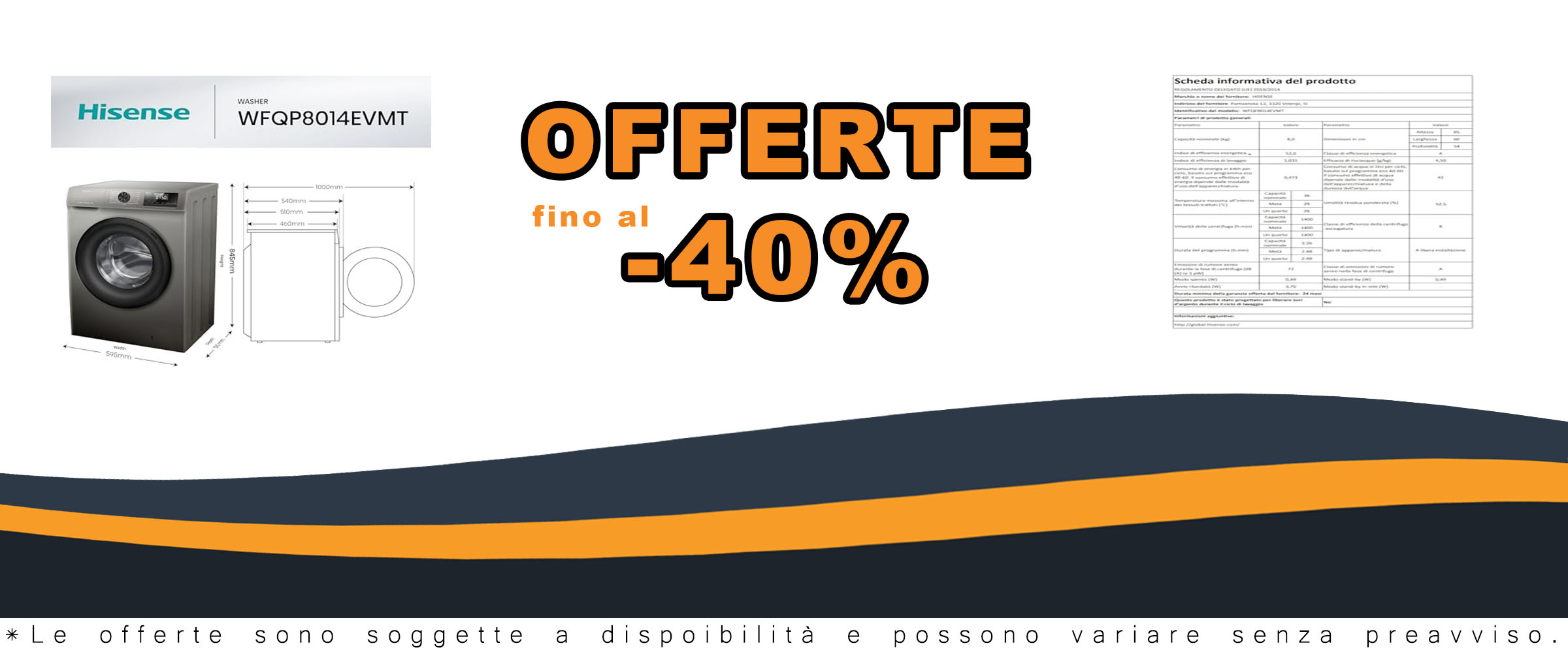 Hisense WFQP8014EVMT - Lavatrice a Carica Frontale 8 Kg, 1400 rpm, Classe energetica A, 15 Programmi, Vapore, Display LED, Programma Rapido, Partenza Ritardata, Child Lock, Titanium Grey