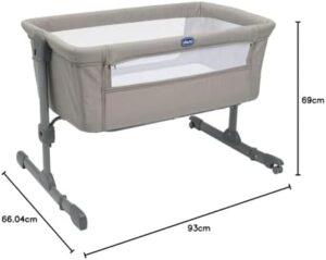 Chicco Next2Me Essential Culla Neonato Fianco Letto, Sostenibile, Compatibile con Diversi Letti, Altezza Regolabile,Inclinabile, Buona Circolazione dell'Aria, Materasso e Borsa inclusi