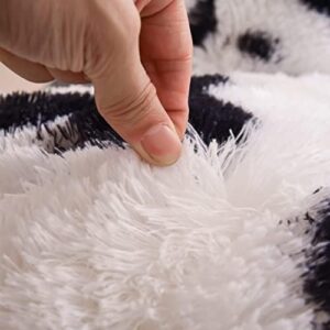 Meeting Story Tappeto con stampa di mucca, in finta pelle bovina, con stampa animalier, soffice, peloso, peloso, peloso, per soggiorno, cameretta dei bambini, spesso peluche antiscivolo (bianco-nero,