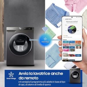 Samsung Lavatrice AI control Addwash WW90T684DLN/S3, Libera installazione, 9 Kg, 1400 RPM, WiFi, Ecodosatore, Vapore, Carica Frontale, 60l x 85h x 55p cm, Nero