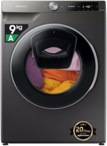 Samsung Lavatrice AI control Addwash WW90T684DLN/S3, Libera installazione, 9 Kg, 1400 RPM, WiFi, Ecodosatore, Vapore, Carica Frontale, 60l x 85h x 55p cm, Nero