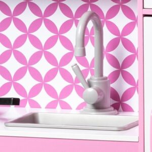 toys Cucina di legno infantile con accessori 100x32x110 cm - Rosa Cucina-Giocattolo-per-Bambini con Accessori per Cibo e pentole Giocattolo Set da Gioco in Legno per Bambini