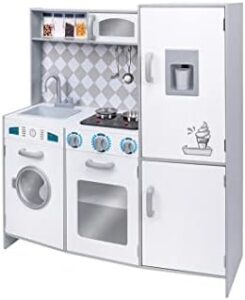SirWood Globo Giocattoli - Cucina Giocattolo in Legno per Bambini con Accessori, luci e Suoni, 91x30x102 cm