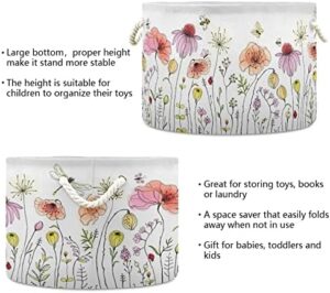 xigua Cesto in corda di cotone con fiori selvatici colorati, cesto per la biancheria per bambini, cesto portaoggetti per giocattoli