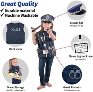 Born Toys 12 Pezzi Costume Polizia per Bambini con Kit di Giochi di Ruolo Giocattolo con Badge Polizia , Manette , Torcia per Bambini per Costume da Poliziotto