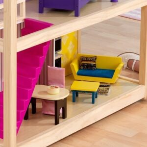 KidKraft Casa delle Bambole in Legno So Chic con Accessori e Mobili inclusi, Casa a 3 Piani con gioco a 360 gradi per Bambole da 30 cm, Giocattolo per Bambini 3+ Anni, 65078