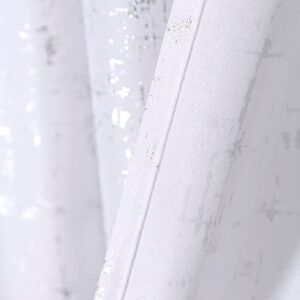 Taisier Home Tende in lino con stampa in lamina d'argento, motivo geometrico a pois, tende per asilo nido e stanza dei giocattoli, isolamento termico, trattamento per finestre, 2 pannelli, lunghezza