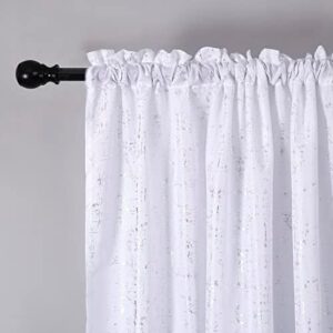 Taisier Home Tende in lino con stampa in lamina d'argento, motivo geometrico a pois, tende per asilo nido e stanza dei giocattoli, isolamento termico, trattamento per finestre, 2 pannelli, lunghezza