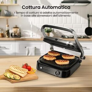 Hisense, HCG2100S, Bistecchiera Elettrica con Piastre Rimovibili, 7 programmi, Smart control e Auto Spegnimento, Temperatura fino a 255°C, Potenza fino a 2100W