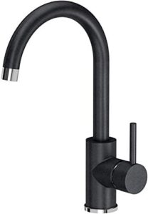 VBChome Lavello Cucina + Rubinetto 50x47 cm Nero – Lavello Incasso Monovasca in Composito, Design Puntinato, Montaggio a Filo, con Sifone e Scarico – Lavandino Elegante per Cucina Moderna