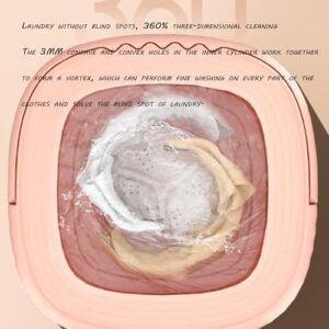 Immagine della Lavatrice Pieghevole RockyMo, perfetta per uso domestico e per una sola persona, color rosa