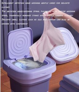 ROCKYMO Lavatrice Pieghevole, Piccola Lavatrice Portatile da 8 Litri in colore viola, ideale per biancheria intima e collant.