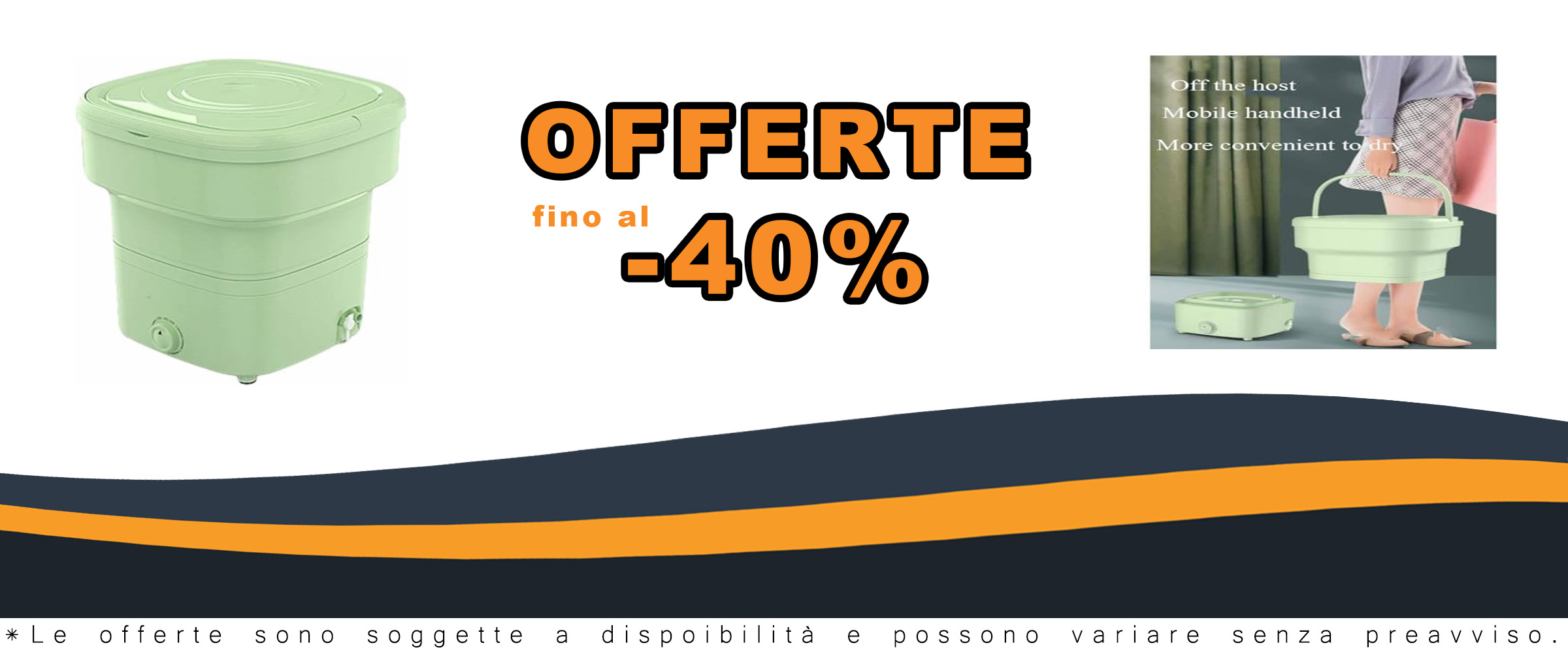Lavatrice Pieghevole CASEGO in verde, design compatto e pulsatore pensante per un lavaggio delicato e semplice da usare