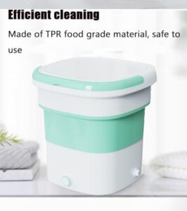 LANAZU Lavatrice Portatile pieghevole verde, ideale per biancheria intima e piccoli appartamenti.