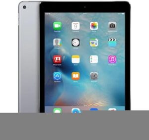 Apple iPad Air 2 32GB Wi-Fi Grigio Siderale, vista frontale del tablet con schermo Retina e design elegante.  