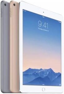 Apple iPad Air 2 32GB Wi-Fi Grigio Siderale, vista frontale del tablet con schermo Retina e design elegante.  