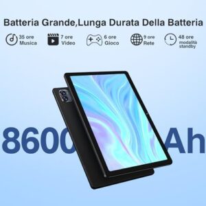 MEBERRY Tablet Android 13 con schermo 2K, 16GB RAM, 256GB ROM e batteria 8600mAh