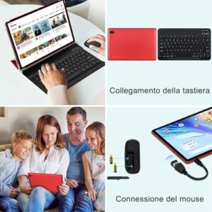 Tablet Android 14 10 Pollici con Tastiera e Mouse, 20GB di RAM, 128GB di ROM, 5G WiFi 6, Octa-Core e fotocamera 5MP + 8MP