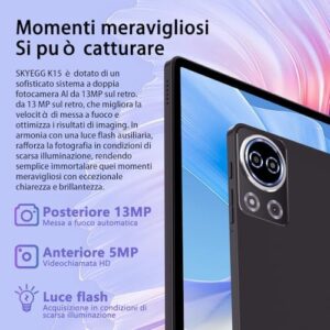 Tablet 11 Pollici Android 14 con 24GB RAM e 256GB ROM, con riconoscimento facciale e batteria da 8000mAh