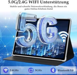 ZIOVO Tablet Android 14 Tablet 10 Pollici, 22GB RAM+128GB ROM (TF 1TB), 5G WiFi Tablet, Widevine L1/Octa-Core/8000mAh/Corpo Metallico/8+5MP/Supporto Netflix, 2 in 1 Tablet con Tastiera e Mouse- Nero