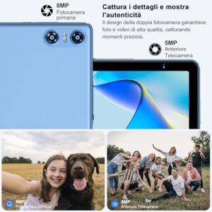 Biegedy Tablet 10 Pollici Android 14 Tablet 20GB RAM+128GB ROM (1TB TF), Tablets 5G/2.4G WiFi 6 Octa-Core, Widevine L1/GMS/Bluetooth 5.0/6000mAh/5+8MP, Tablet 2 in 1 Tastiera+Mouse - Blu