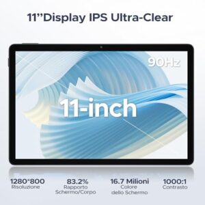 DOOGEE U11 Tablet Android 15 Ultimo, 11 Pollici IPS, 16GB+128GB/TF 2TB Octa-Core, 8580mAh Tablet PC, 13MP+5MP, Widevine L1 Tablet in Offerta, Dual Speakers, 90HZ/ OTG/WiFi 5G/ Face Unlock/ BT5.0 Nero