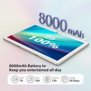 TIGERFU Tablet 10 Pollici Android 14, Tablet PC 36GB RAM+128GB ROM(TF 1TB), Octa-Core 2.0 GHz,WiFi 5G/2.4G BT5.0, Camera 8000mAh,8MP+5MP,Tablet con Tastiera e Penna&Mouse (Oro)